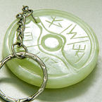 LUCKY EYE and YIN-YANG LIGHT GREEN JADE KEYCHAIN