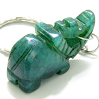 LUCKY ELEPHANT GREEN JADE KEYCHAIN