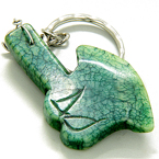 LUCKY and PROTECTION AX BRIGHT GREEN JADE KEYCHAIN