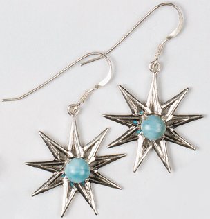 14K Gold 9 Point Star Earrings