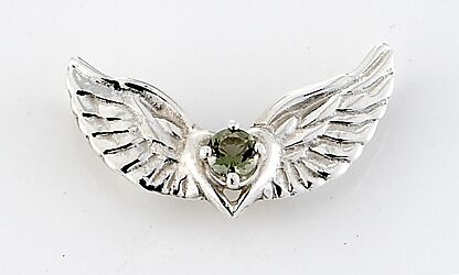 Moldavite Winged Heart Pendants
