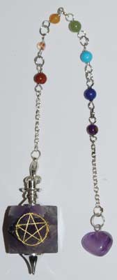 Amethyst 7 Chakra Pentagram Pendulums