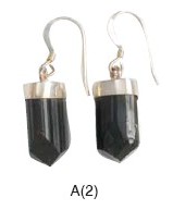 Black Tourmaline Point Earrings