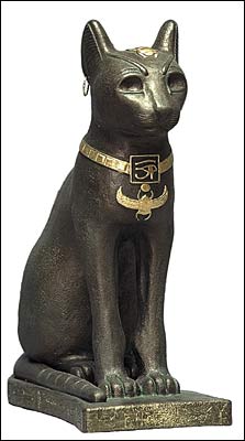 Small Bast Cat Egyptian Statue 