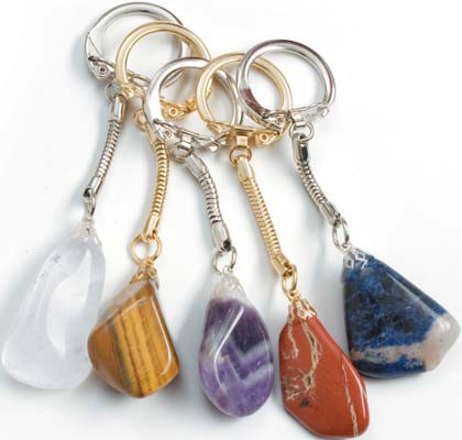 Blue Calcite Tumbled Stone Key Chains