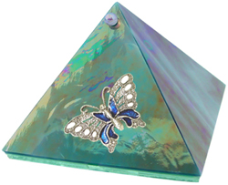 GLASS EMERALD BUTTERFLY PYRAMID 
