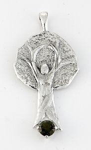 Moldavite Tree Goddess Pendants