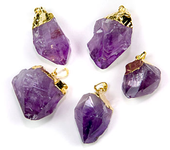 Amethyst Gold Capped Pendants