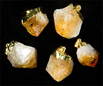 Citrine Natual Gold Capped Pendants