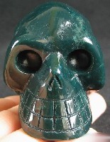 Deep Green Moss Agate Skulls