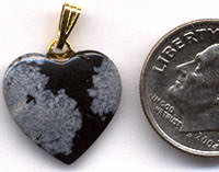 Snowflake Obsidian 15mm Heart Pendant