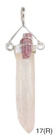 Laser Quartz and Rubellite Natural Pendants