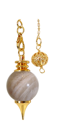 SPHERE AND BRASS MOONSTONE PENDULUM