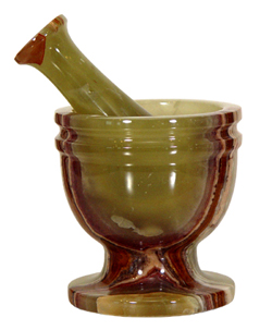 GREEN ONYX MORTAR AND PESTLE 