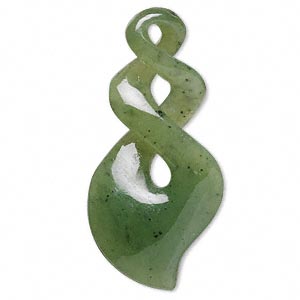 Focal, nephrite jade (natural), 46x21mm two-twist.