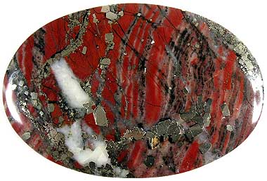 Red Jasper with Pyrite Cabochon