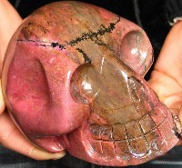 Pink & Black Rhodonite Skulls
