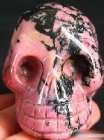 Pink & Black Rhodonite Skull