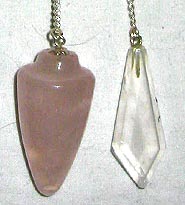 Rose Quartz Pendulums With Diamond Quartz Drop
