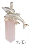 Rose Quartz Double Dolphin Point Pendants