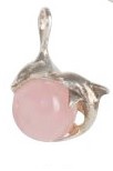 Rose Quartz Leaping Dolphin Pendants