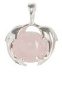 Rose Quartz Spheres Leaping Dolphin Pendants