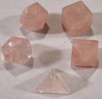 Rose Quartz Platonic Solids 5 pc. Assorted