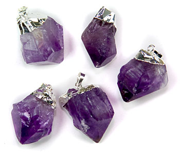 Amethyst Silver Capped Pendants