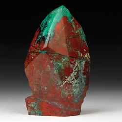 Crimson Cuprite and Chrysocolla Flame Sculpture