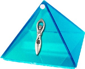 AQUAMARINE GLASS GODDESS PYRAMID 