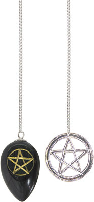 CURVED BLACK ONYX PENTACLE PENDULUMS 