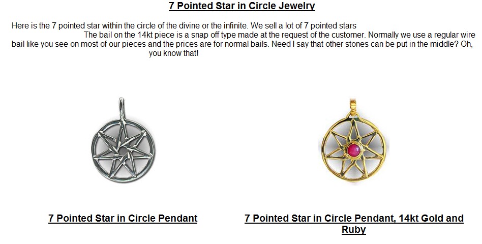 Seven Pointed Star In Circle Pendants