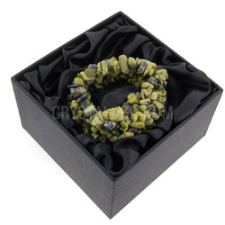 Yellow Serpentine Gemstone Chip Cuff Bracelet