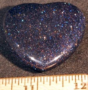 Blue Goldstone Puffy Heart