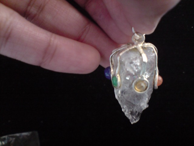 Rough Himalayan Quartz 7 Chakra Pendant 