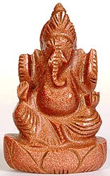 Lalitasana Ganesha (Carved in Sunstone)