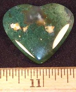 Green Moss Agate Puffy Hearts