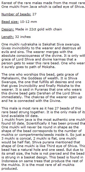 Om Shiva Netra Mala Bead Necklace