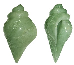 Right Handed Shankh In Green Jade