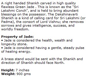 Right Handed Shankh In Green Jade