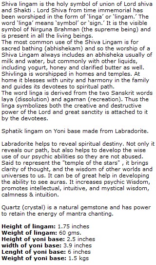  Sphatik Lingam With Labradorite Yoni Base