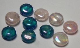 Aqua, Rosy Angel Aura Coin Bead 10 mm side drilled