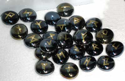 Black Colored Glass Rune Set 