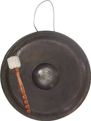 LARGE BRASS 2 TONE GONGS WITH MALLET 
