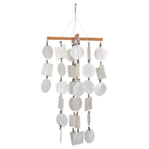 White Capiz Wind Chimes with Black Shells 