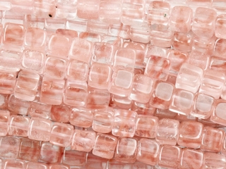 4mm Cherry Quartz Cubes Beads