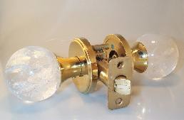 Clear Quartz Crystals Privacy or Passage Doorknob Set