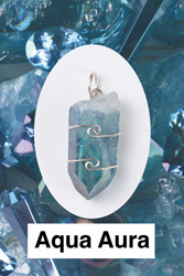 Aqua Aura Wire Wrapped Stone Pendants