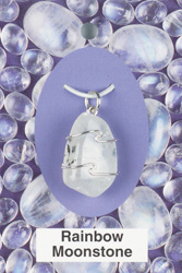 Rainbow Moonstone Wire Wrapped Stone Pendants