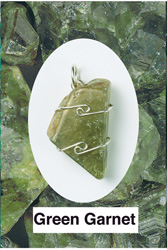 Green Garnet Wire Wrapped Stone Pendants